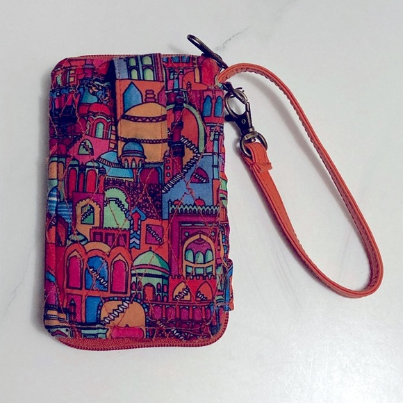 Vintage Temple Cultural Building Vibrant Zip Up Wallet Wristlet! - Picture 3 of 4